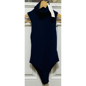 ZARA‎ Sleeveless Turtleneck Bodysuit Navy Blue Women US S